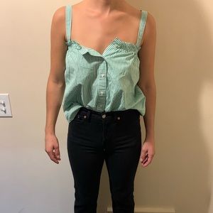 NWT J.Crew Green & White Striped Top Size 2